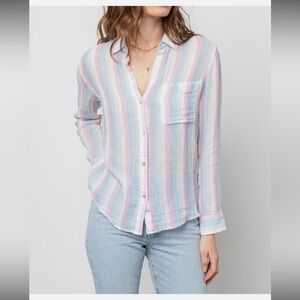 Rails Ellis Iris Gauze Multicolor Striped Button-Down Shirt Medium M Spring